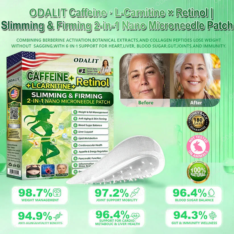 [ 2026 FDA-Registered & Official store] 🇺🇸 ODALIT® L-Carnitine × Retinol | Slimming & Firming 2-in-1 Nano Microneedle Patch 🔥 Obesity, Diabetes, Sleep Apnea, And Joint Issues⏳