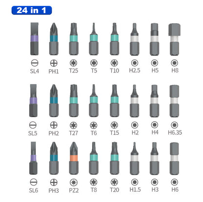 🔥🔥24 in 1 DlY Screwdriver Set Magnetic Compact and Portable Ratchet Screwdriver
