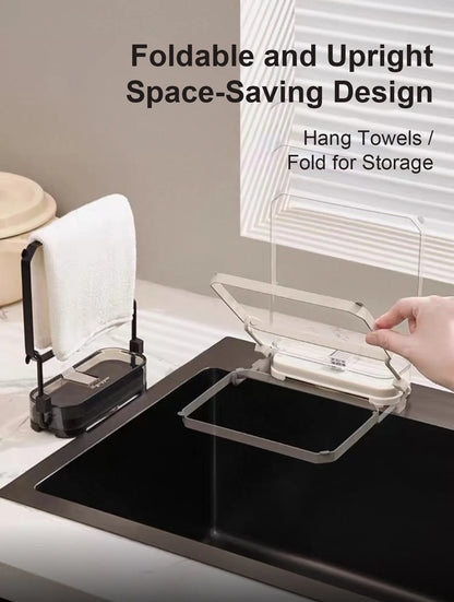 Suction Cup Sink Filter Rack – Easy Install, Foldable, Mess-Free Kitchen Helper! 50 Free Sink Strainer Nets Included ✨