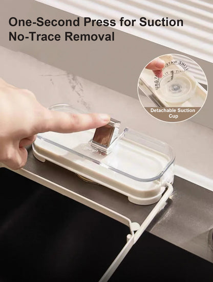 Suction Cup Sink Filter Rack – Easy Install, Foldable, Mess-Free Kitchen Helper! 50 Free Sink Strainer Nets Included ✨