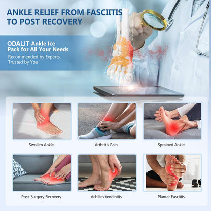 ❄️🔥ODALIT Cold & Hot Therapy Ankle Wrap: Flexible Gel Ice Pack for Fast Relief of Plantar Fasciitis, Sprains, and Swelling.
