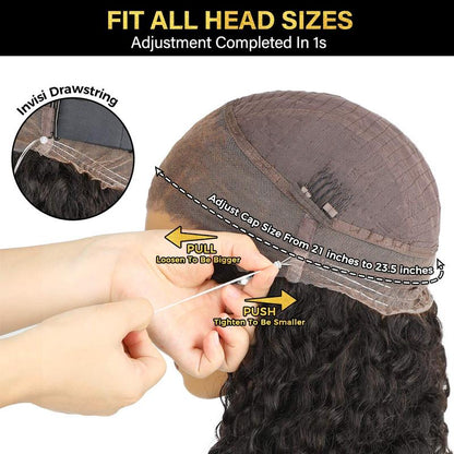 Sale Happening Now:70%OFF Pre-Cut Lace Kinky Straight 360 Full Lace Frontal Glueless Wig With Invisi Drawstring Pre Plucked Human Hair Wig