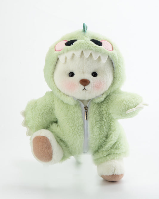 Furry Dinosaur Bear | Handmade Jointed Teddy Bear Gift | 30cm Doll Clothes