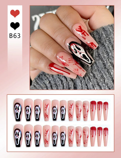 🔥Halloween themed manicure（24 Pieces）