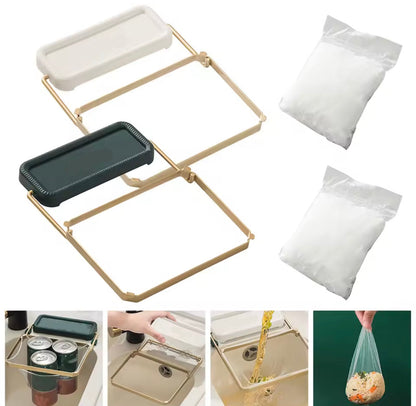 Suction Cup Sink Filter Rack – Easy Install, Foldable, Mess-Free Kitchen Helper! 50 Free Sink Strainer Nets Included ✨