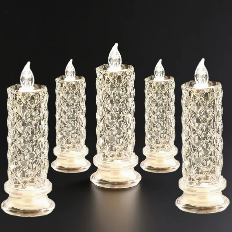 Crystal LED Candle Set – Warm Flickering Glow for Date Nights, Parties & Home Decor