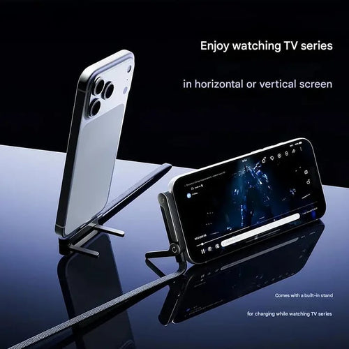 ⚡Official Authorized | MFi-Certified Cables🔥 2-in-1 Invisible Holder Charger Cable - 240W Fast Charging Cord with Built-In Phone Stand